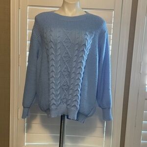 SHEIN Light Blue Cable Knit Sweater